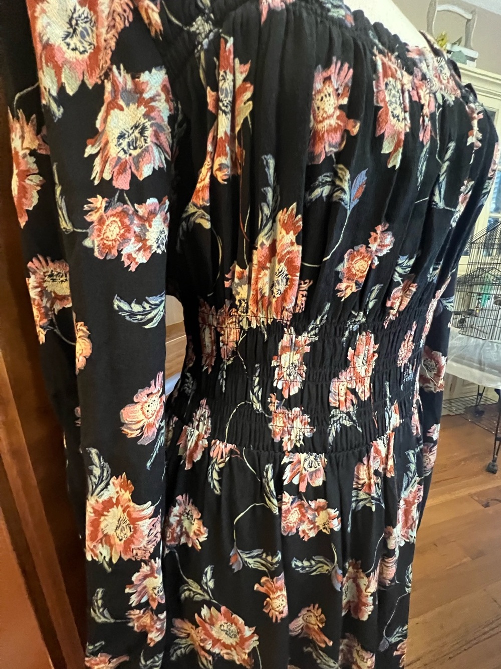 Treasure & Bond Black Maxi Dress with Pink Floral Print - Picture 5 of 9